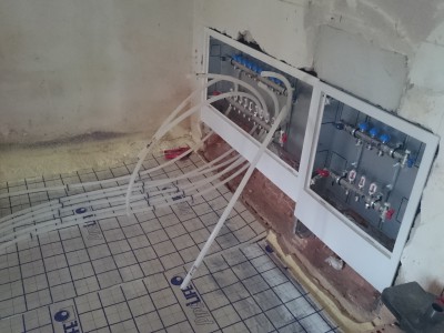 Basement extension - floor heating station