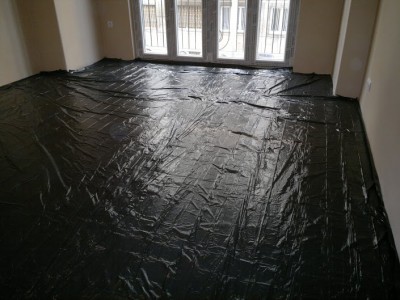 black sheet screed covering - stage 2.